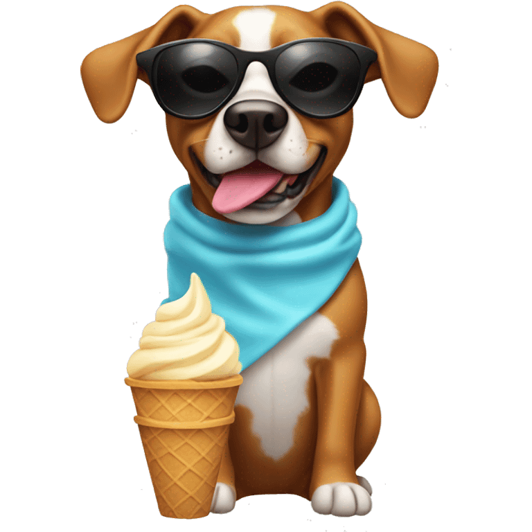 Dog wearing sunglasses and eating ice cream  emoji