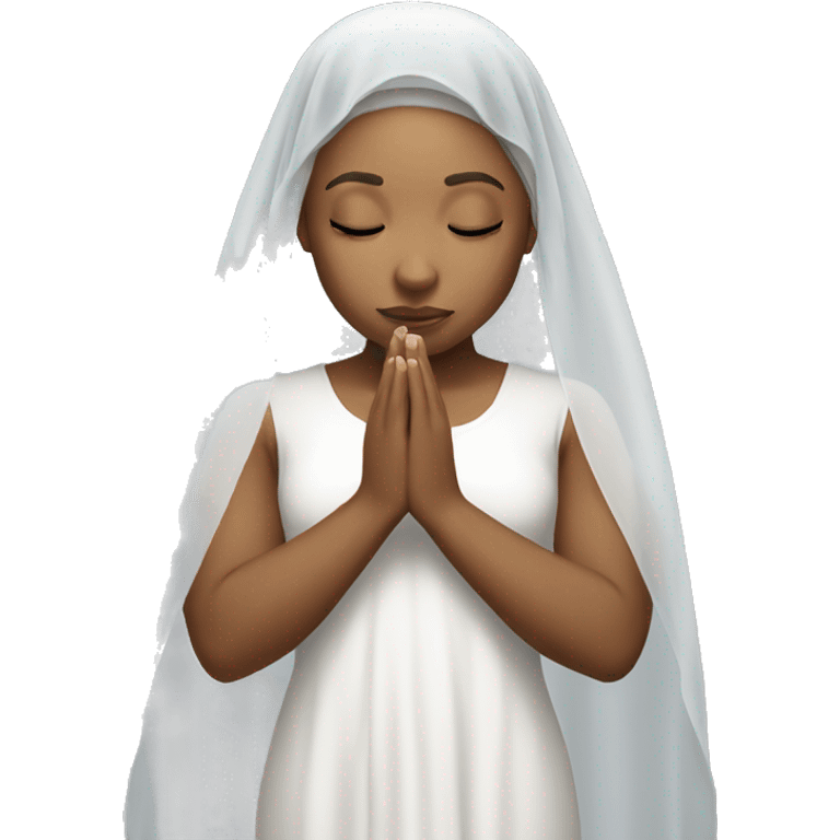 Light skin girl praying with white veil  emoji