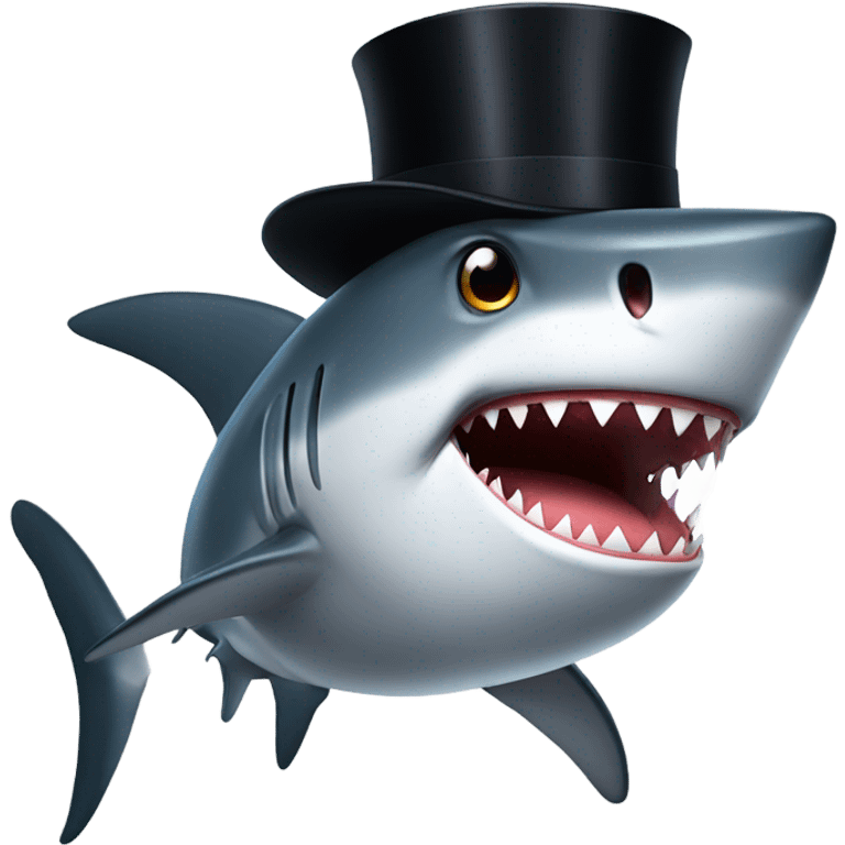 Shark with a top hat emoji