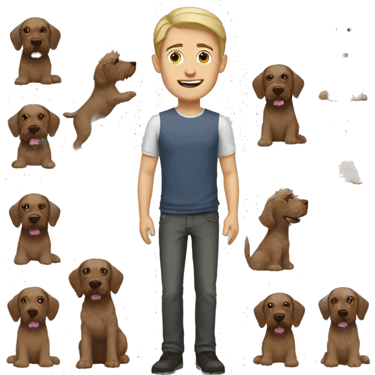 Blonde man with completely brown German wirehair emoji