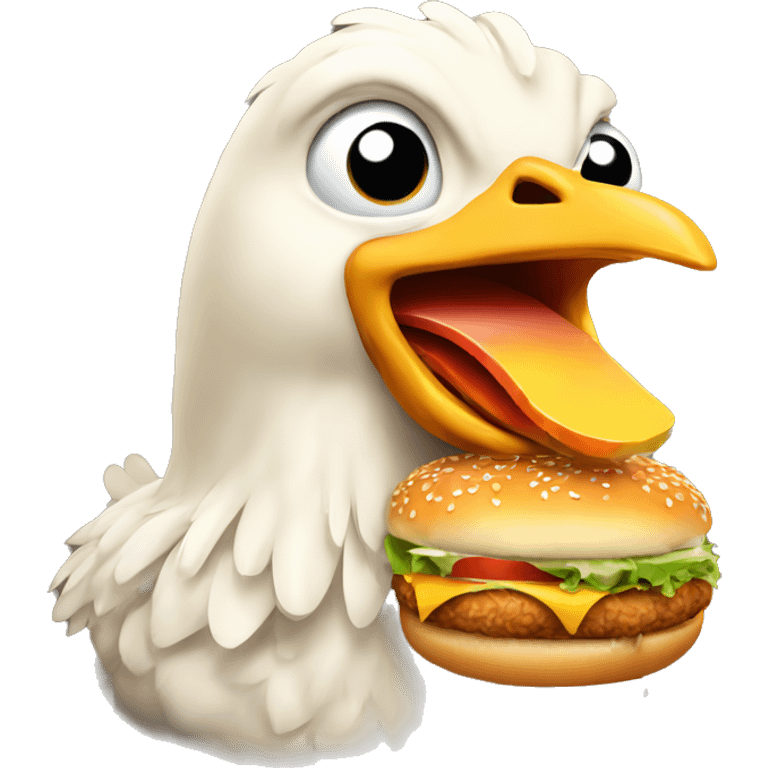 Chicken eating a Burger  emoji