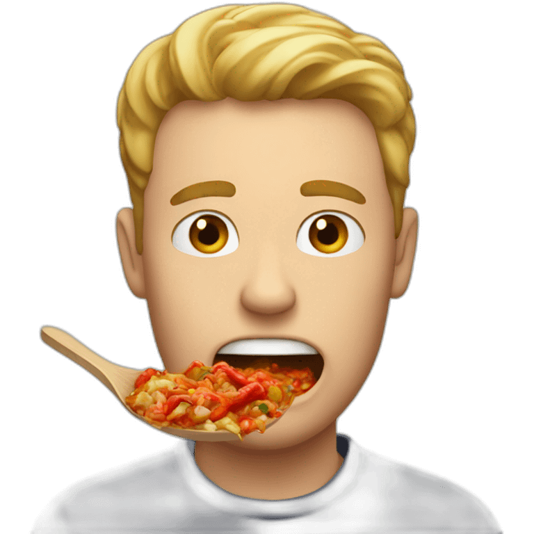 White guy eating spicy food emoji