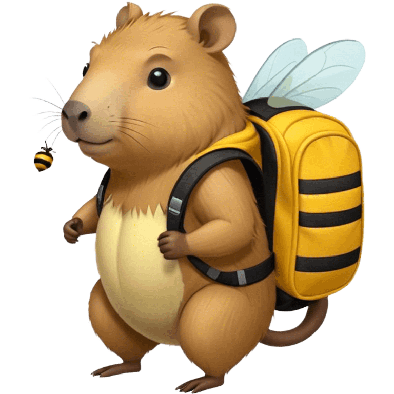 capybara wearing small bumble bee backpack  emoji