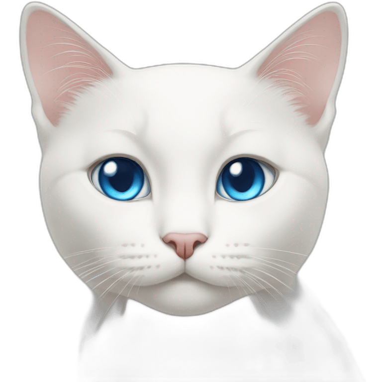 White cat tired blue eyes emoji