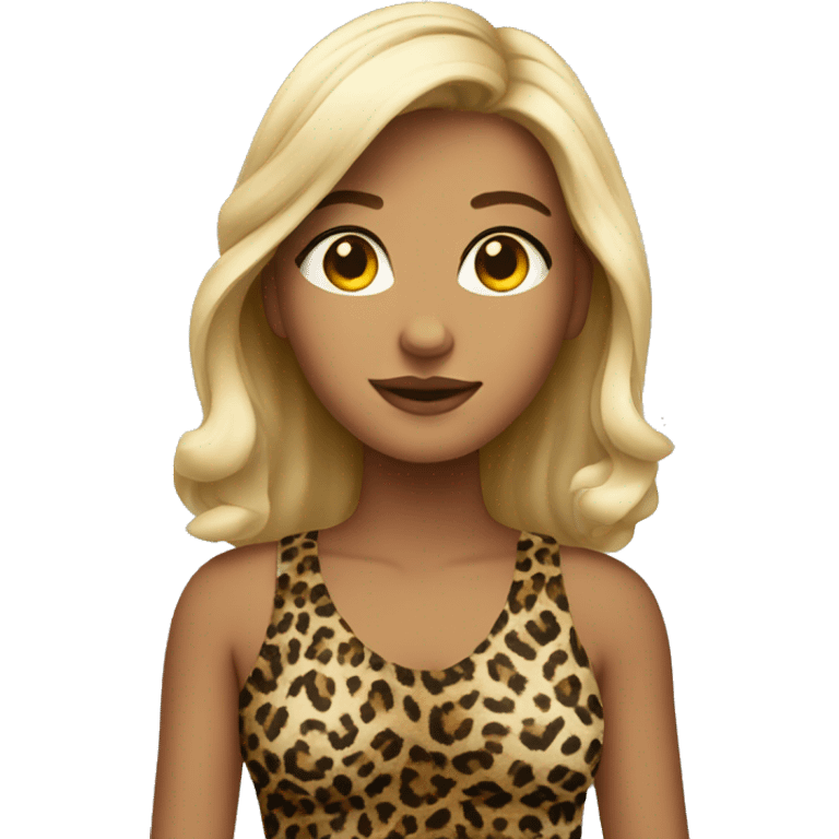 Pretty girl wearing leopard print emoji