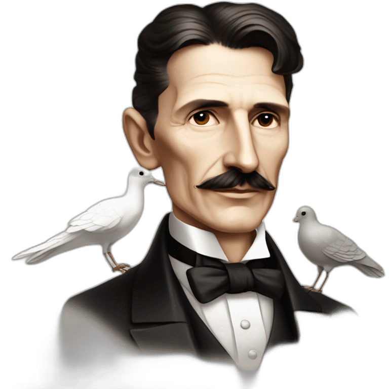 Nikola Tesla with a dove emoji