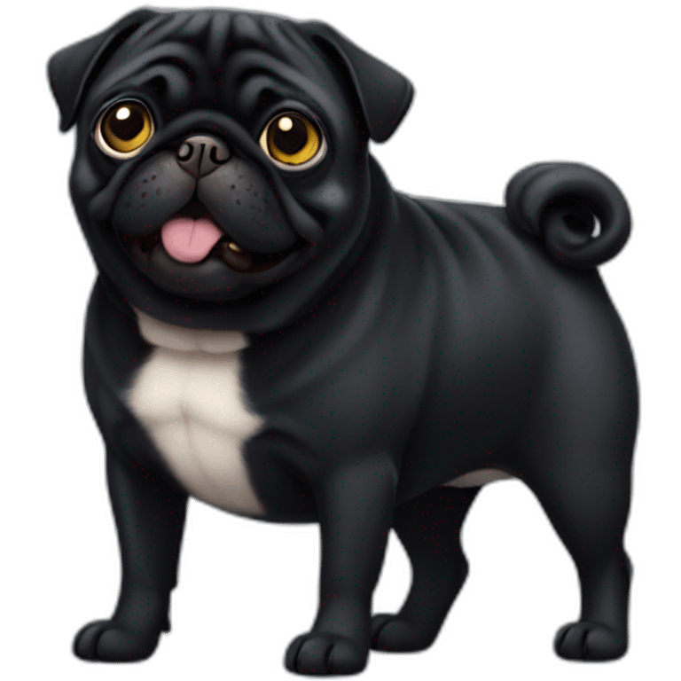 Black pug being fat emoji