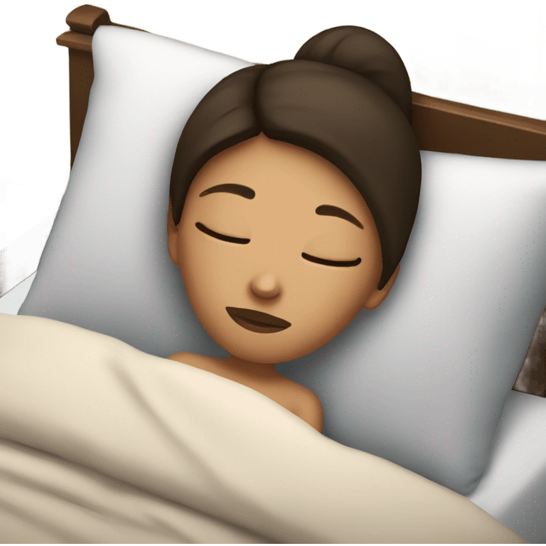 brunette girl sleep in bed emoji