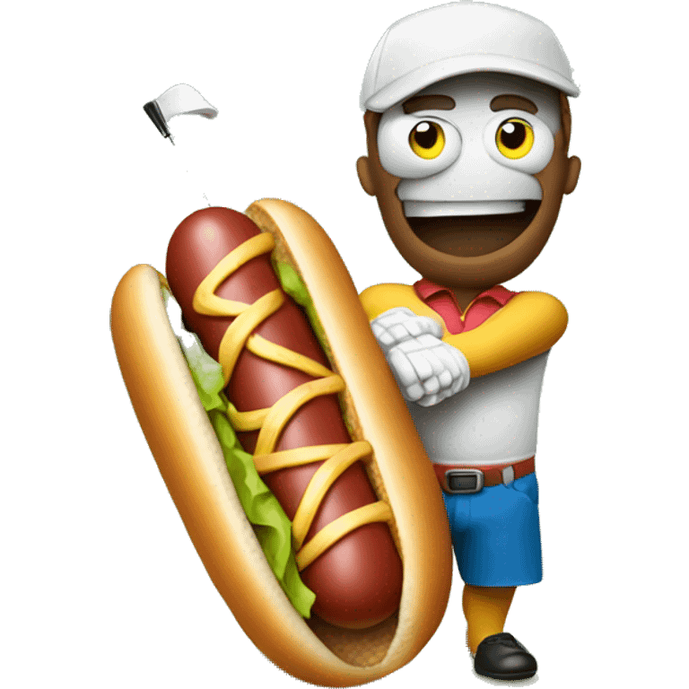 Hotdog playing golf emoji