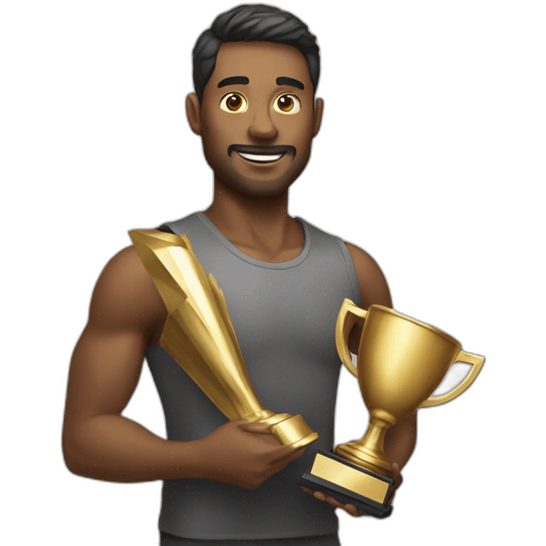 man with a trophy emoji