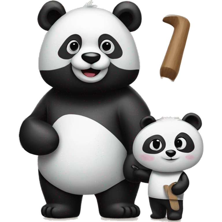 Panda next to carpenter emoji