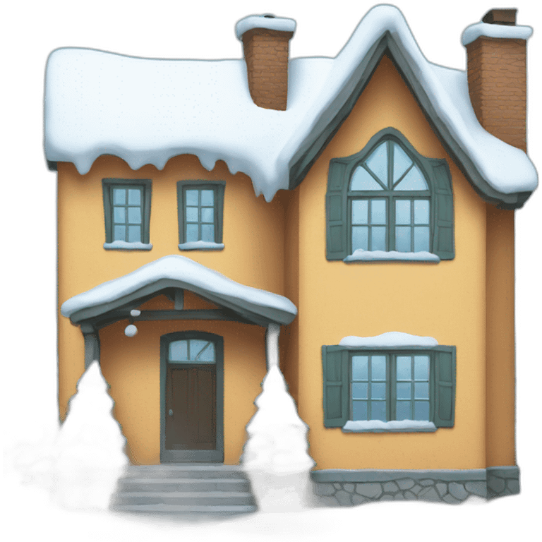 House with snow emoji