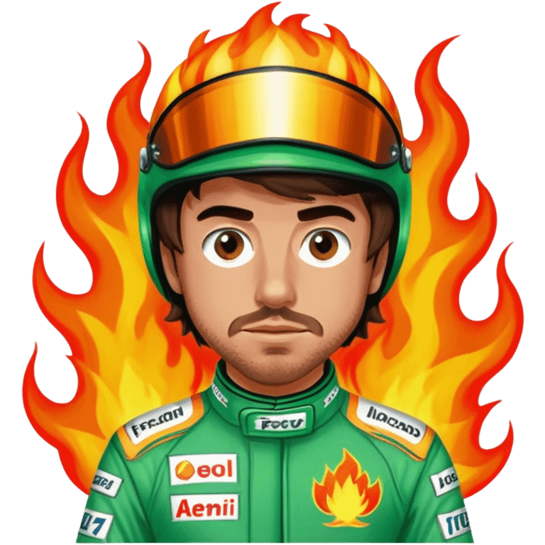 fernando alonso F1 flames green suit emoji