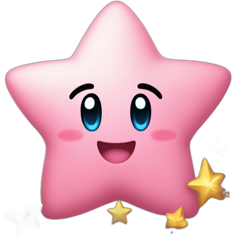 clean cute happy Kirby with a golden star emote emoji