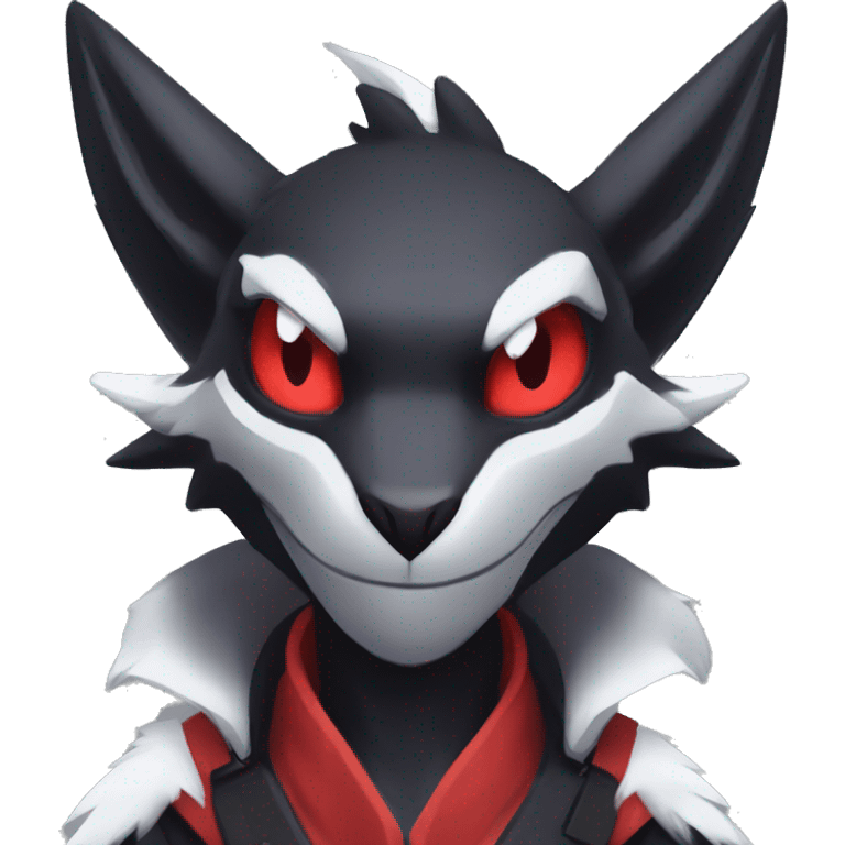 Black Cool Edgy Anthro Noivern-Nargacuga-Sergal-Fakémon  with White and Red Edgy markings emoji