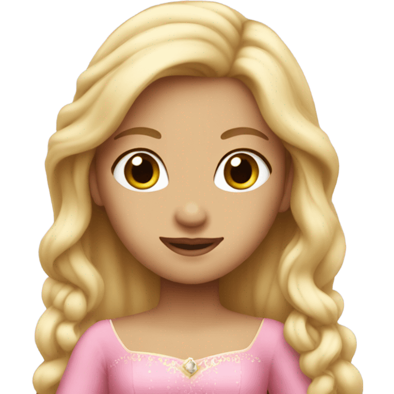 Princess in pink dress and long blonde hair emoji