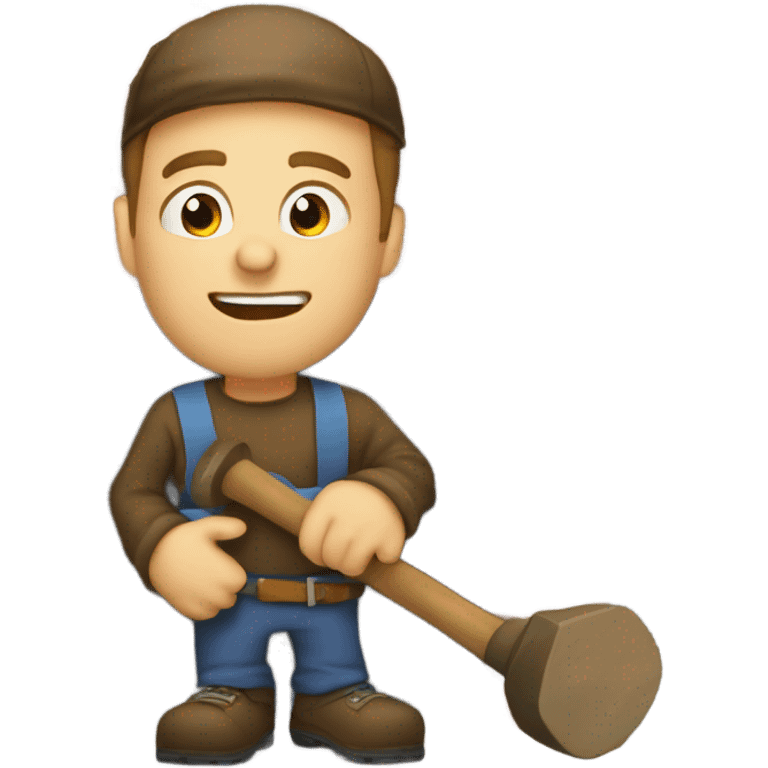 White guy waiting at the bottom of a chimney with a sledgehammer  emoji