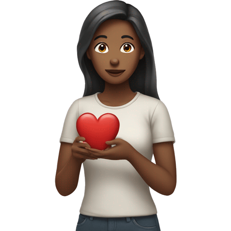 Women holding heart emoji