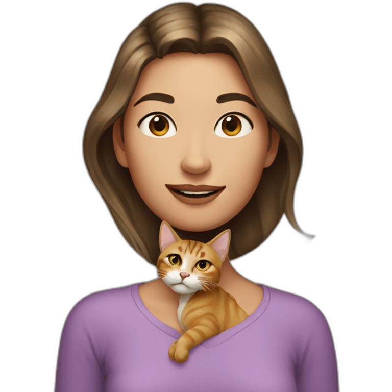 woman with alive cat on her neck emoji