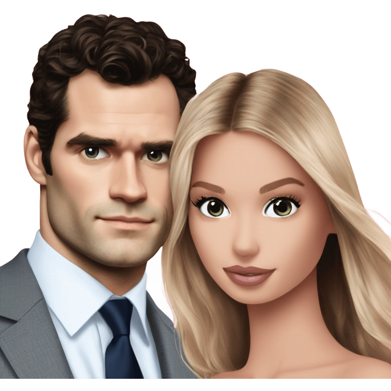 realistic photo of Henry Cavill close under a beautiful  victoria secret model  emoji