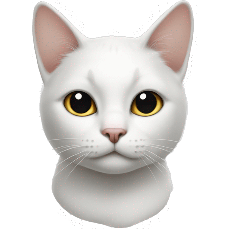 White cat black spots over ear emoji