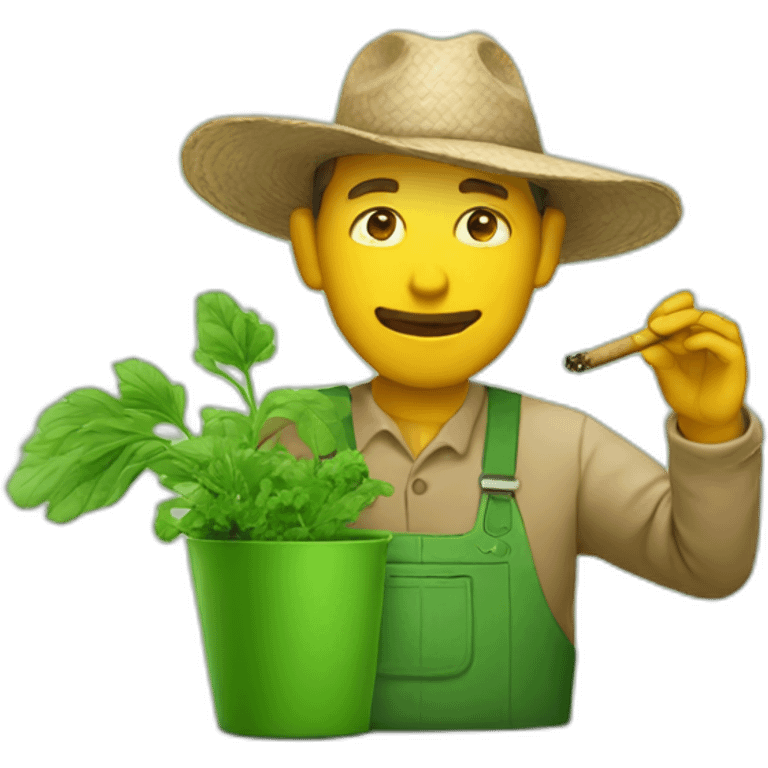 farmer smoking on some green stuff emoji