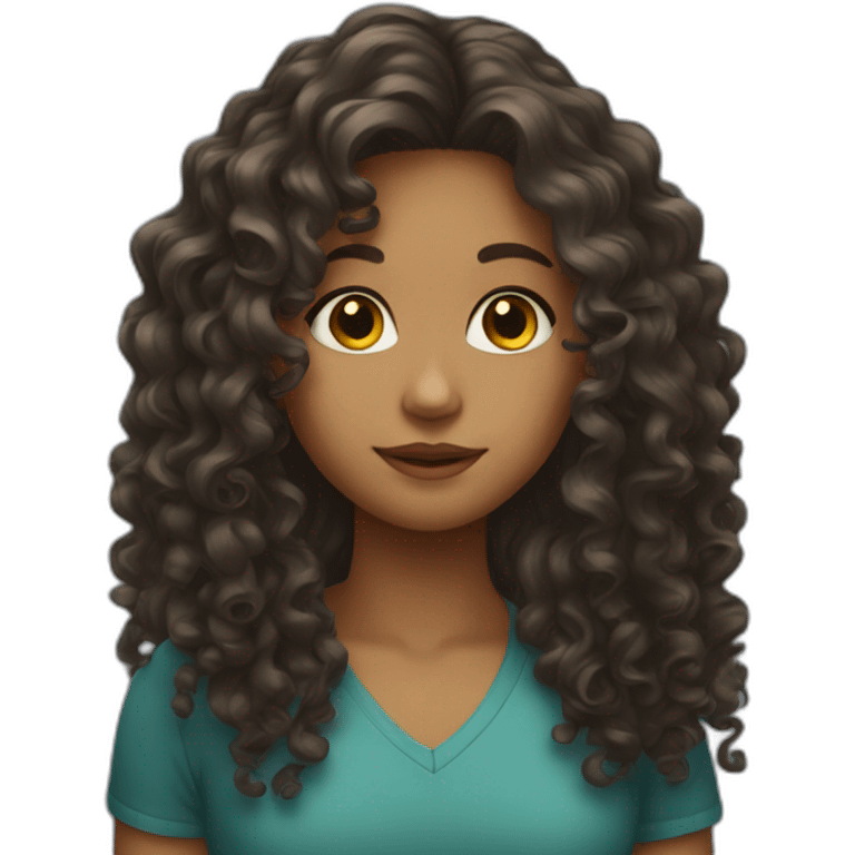 A girl with long curly hair emoji