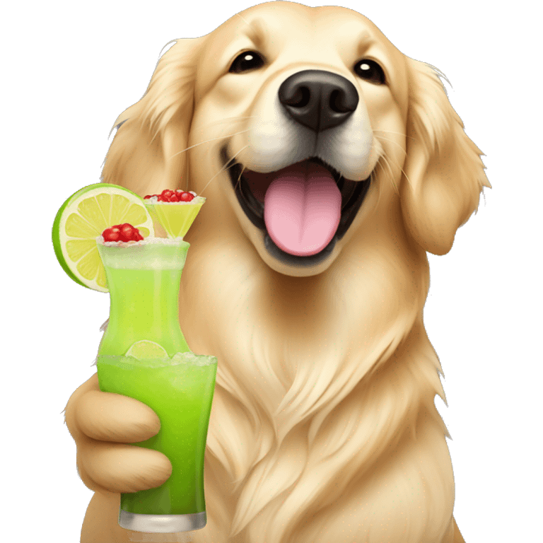 Golden retriever with a margarita  emoji