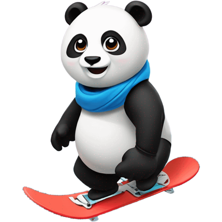 Panda snowboarding down mountain  emoji