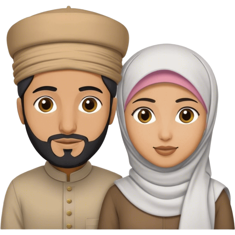 a muslim couple (hijabi and muslim man with topi) emoji