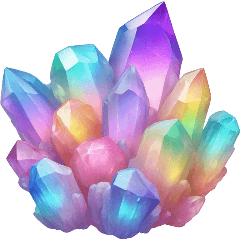 One Pastel iridescent rainbow crystal clusters emoji