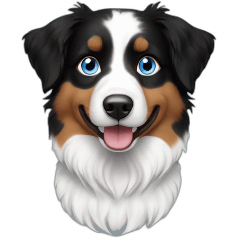 miniature black, white and fire with blue eyes australian shepherd emoji