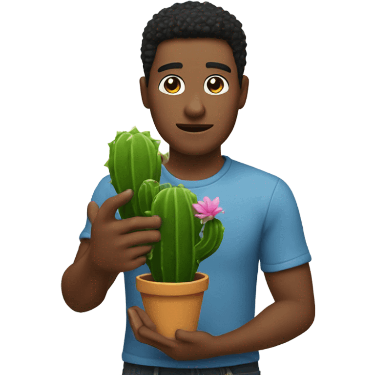 Wes holding a cactus  emoji