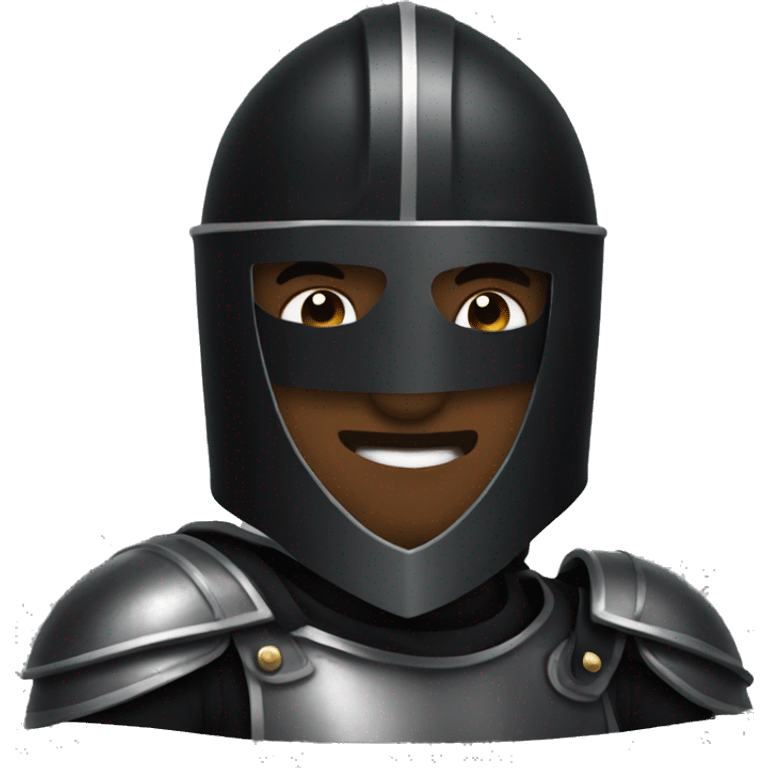 "A robust, black knight guy providing full covered in helmet." emoji