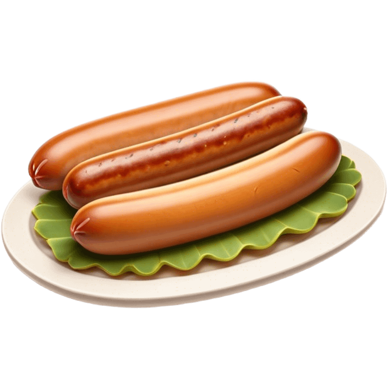 Cinematic Realistic Bratwurst Dish Emoji, showcasing a succulent, grilled sausage with a crispy exterior rendered with lifelike detail and warm, dynamic lighting. emoji