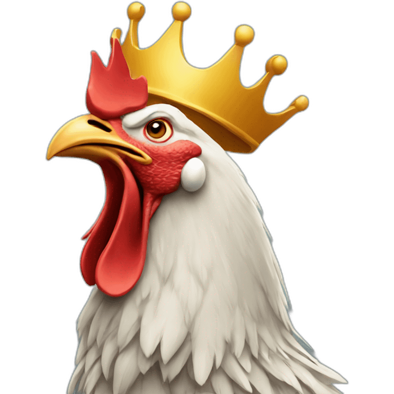 howling rooster with a crown on its head emoji