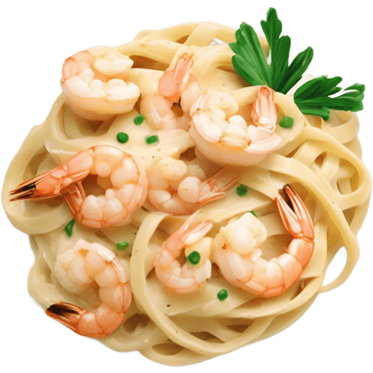 Shrimp Alfredo with garlic bread  emoji