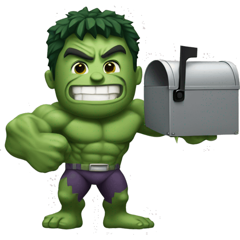 Super hero hulk smiling and holding a mailbox emoji