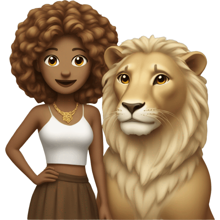 beautiful lady and lion emoji