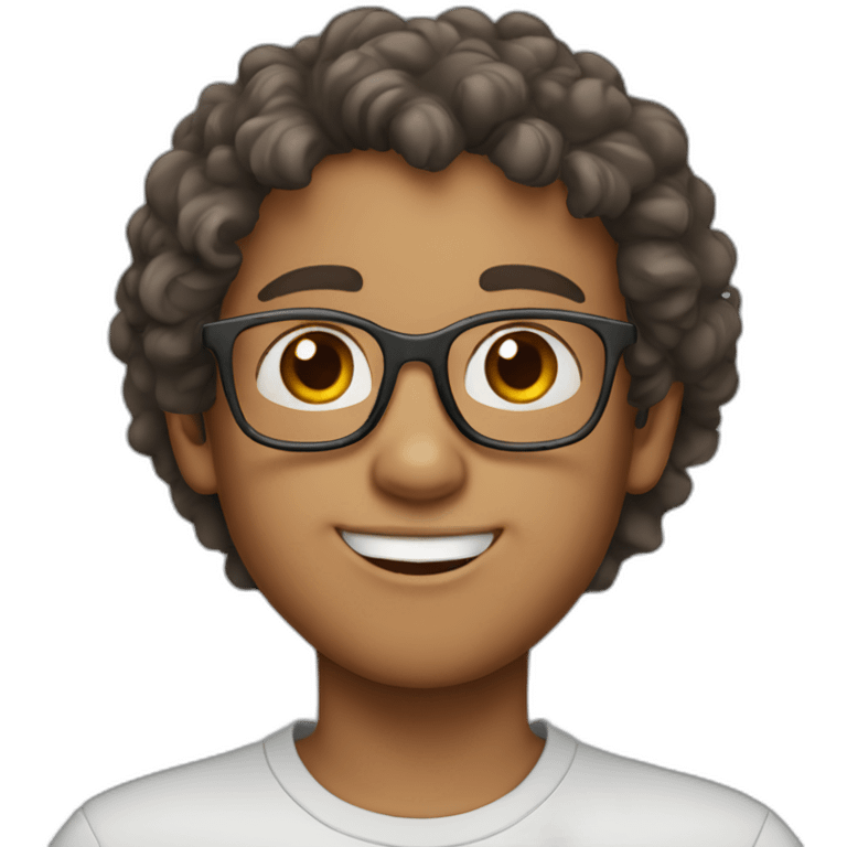 boy with a bit curly brown hair with gray glasses emoji