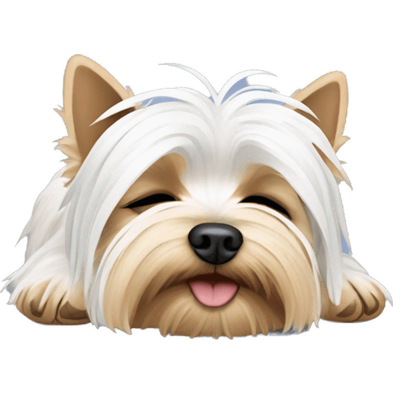 sleeping white Yorkshire Terrier emoji