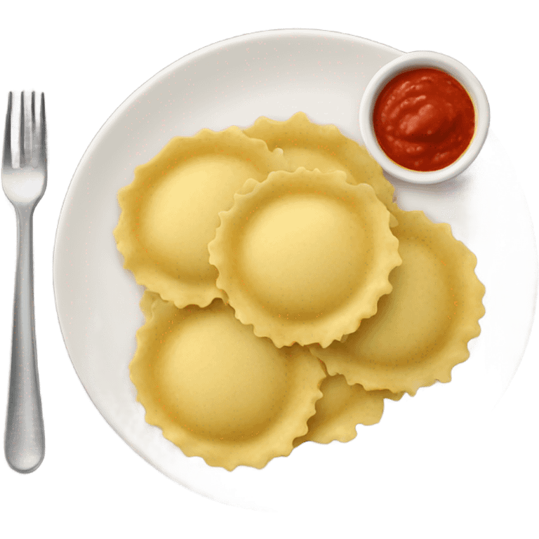 Plate of ravioli with sauce emoji