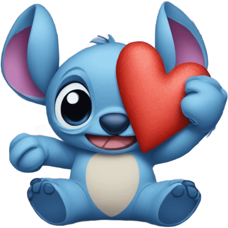 Stitch with love hearts emoji