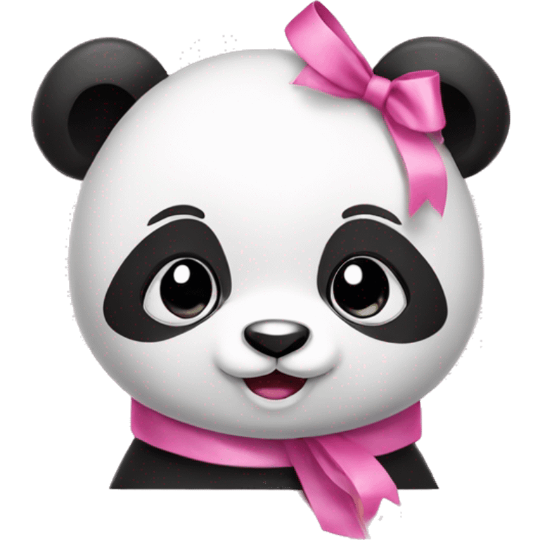 Cute panda with pink ribbon emoji