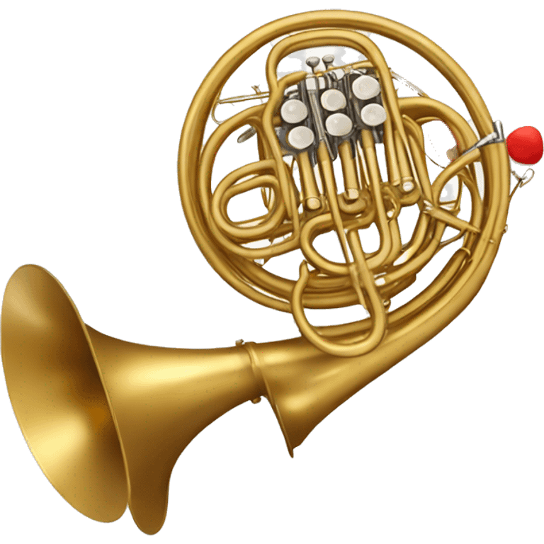 French horn with red hearts around it emoji