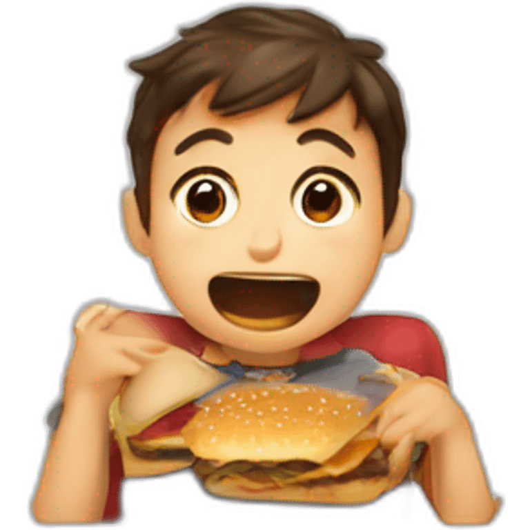 niño gordo comiendo hamburguesas emoji