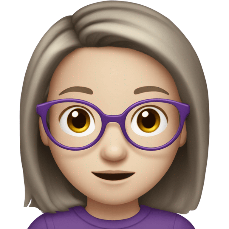 extra pale little girl in purple glasses and dark brown hair emoji