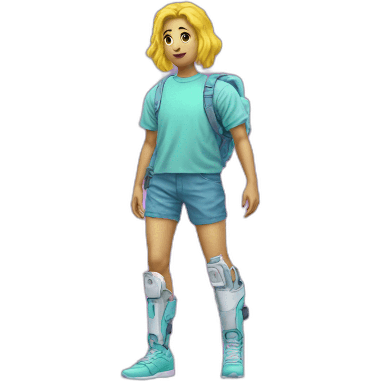 Vaporwave person with prosthetic leg  emoji