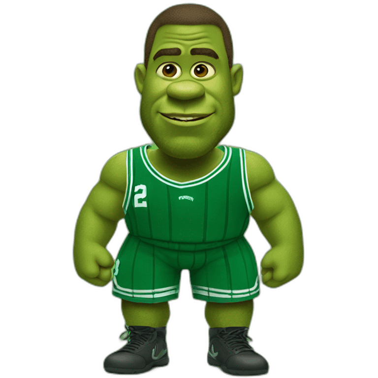 shrek wearing green boston celtics jersey emoji