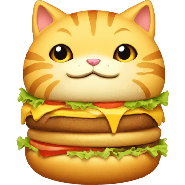 Fat Yellow cat with burger emoji